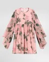 Dolce & Gabbana Chiffon Dress With Rose Print In Print