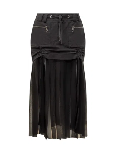 Dolce & Gabbana Chiffon Insert Mini Skirt In Black