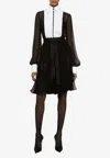 Dolce & Gabbana Bib-collar Silk-blend Shirtdress In Black