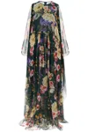 DOLCE & GABBANA CHIFFON MAXI DRESS WITH GARDEN PRINT