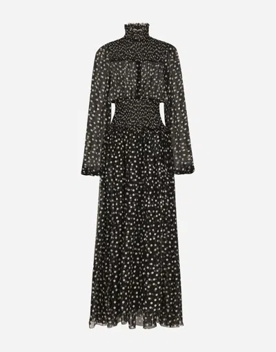 Dolce & Gabbana Chiffon Midi Dress In Print