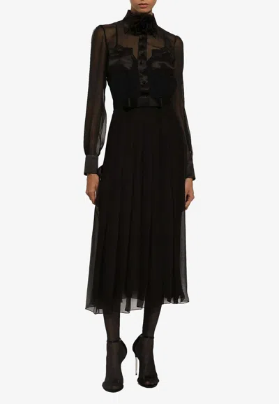 DOLCE & GABBANA CHIFFON MIDI SHIRT DRESS