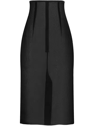 Dolce & Gabbana Chiffon Midi Skirt In Black