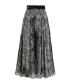 Dolce & Gabbana Chiffon Calf-length Circle Skirt With Fur Print In Black