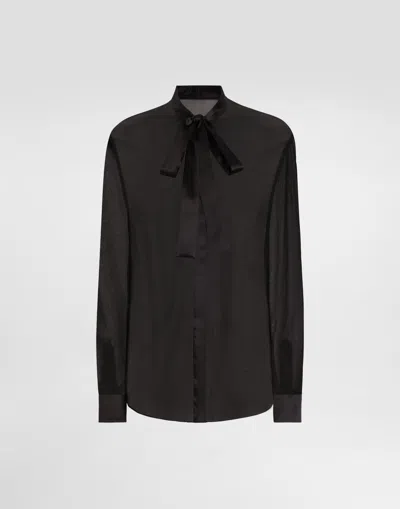 DOLCE & GABBANA CHIFFON PUSSY-BOW SHIRT
