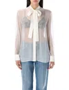 Dolce & Gabbana White Silk Chiffon Shirt In White