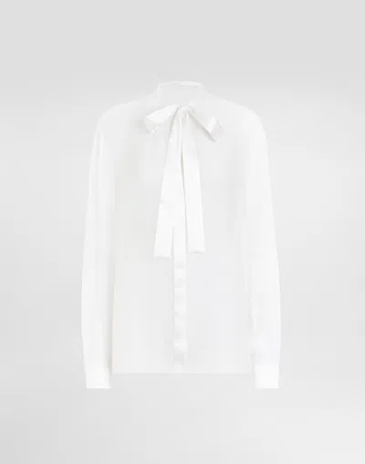 Dolce & Gabbana Chiffon Pussy-bow Shirt In White