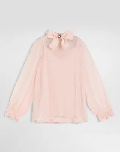 Dolce & Gabbana Kids' Chiffon Shirt In Pink