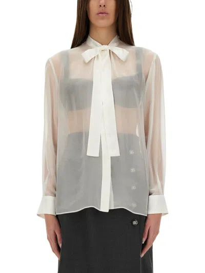 DOLCE & GABBANA DOLCE & GABBANA CHIFFON SHIRT WITH BOW