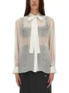 Dolce & Gabbana Chiffon Shirt With Bow In White