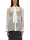 Dolce & Gabbana Chiffon Shirt With Bow In White