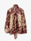 Dolce & Gabbana Chiffon Shirt With Rose Print In Red