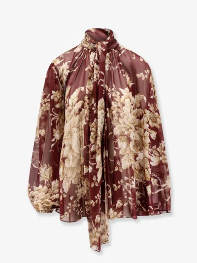 DOLCE & GABBANA CHIFFON SHIRT WITH ROSE PRINT
