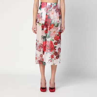 DOLCE & GABBANA CHIFFON SILK SKIRT WITH ROSE PRINT