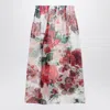 Dolce & Gabbana Multicolor Skirt With All-over Floral Motif In Silk Woman In Multicolor