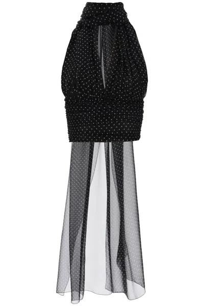 Dolce & Gabbana Chiffon Polka-dot Top In Black,white