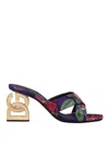 Dolce & Gabbana 3.5-heel Floral-jacquard Mules In Fuchsia