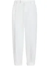Dolce & Gabbana White Pants With Turn-up Hem In Linen Man In White