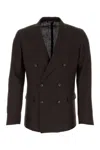 Dolce & Gabbana Double-breasted Linen Blazer In Brown