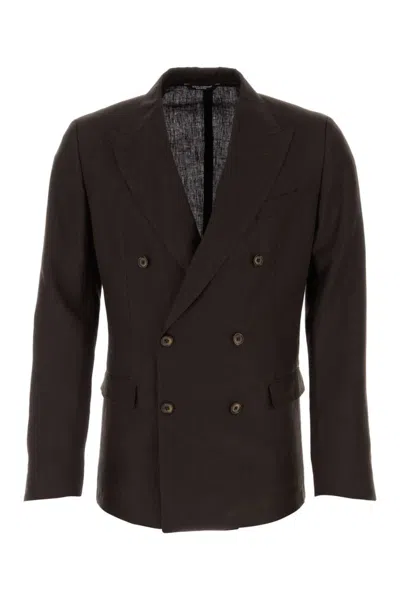 DOLCE & GABBANA CHOCOLATE DOUBLE-BREASTEDBLAZER