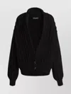 Dolce & Gabbana Chunky Knit Ribbed Cardigan With Long Sleeves In Black