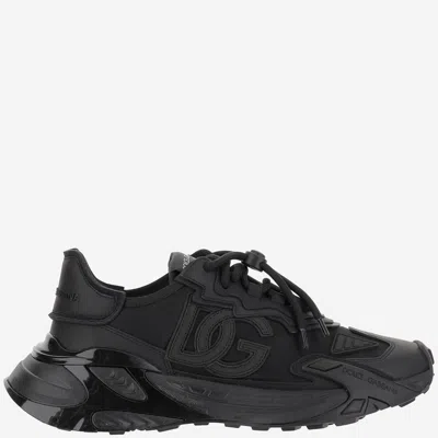 Dolce & Gabbana Chunky Sneakers With Embroidered Logo In Black