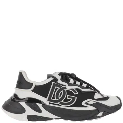 Dolce & Gabbana Chunky Sneakers With Embroidered Logo In Black