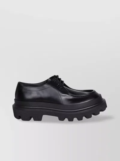 Dolce & Gabbana Chunky Sole Round Toe Derby Shoes In Black