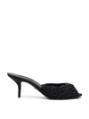 Dolce & Gabbana Black Embroidered Slip On Heels Slides Shoes In Black