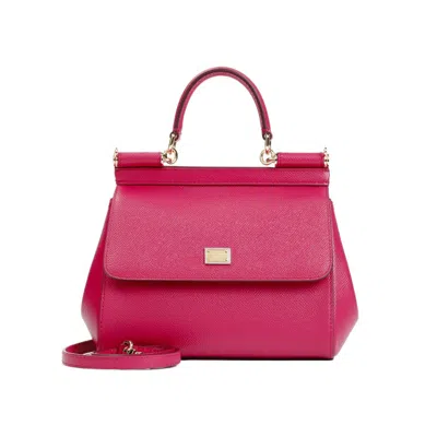 Dolce & Gabbana Premium Black Tote Bag For Women In Fuchsia