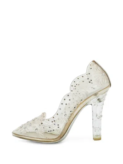 Pre-owned Dolce & Gabbana Cinderella Crystal-embellished Pumps In White