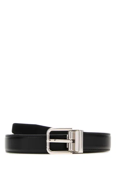 Dolce & Gabbana Brushed Calfskin Belt In Black