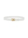 Dolce & Gabbana Calfskin Belt With Crossed Dg Logo In White