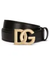 Dolce & Gabbana Dg Logo Leather Belt In Nero