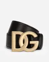 Dolce & Gabbana Patent Leather Belt With Dg Logo In Black