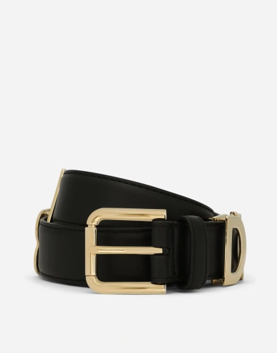 Dolce & Gabbana Logo-plaque Detail Belt In Black