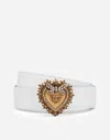 Dolce & Gabbana Devotion Leather Belt In White