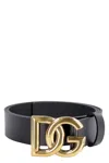 Dolce & Gabbana Black Belt With Buckle Closure And Interwoven Design In Leather Man