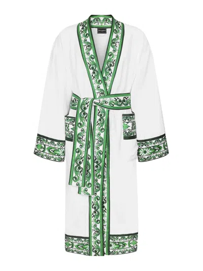 Dolce & Gabbana Maiolica Bathrobe In Green