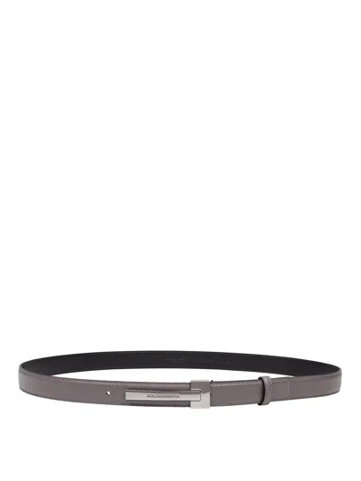 DOLCE & GABBANA LEATHER BELT WITH LOGO BUCKLE
