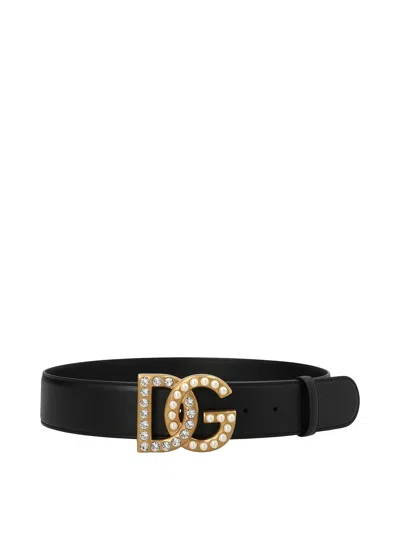 Dolce & Gabbana Logo Buckle Belt In Negro
