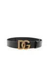 Dolce & Gabbana Adjustable Leather Belt Square Shape In Orange