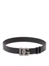Dolce & Gabbana Black Belt With Logo Plaque On The Front In Leather Man In Multi