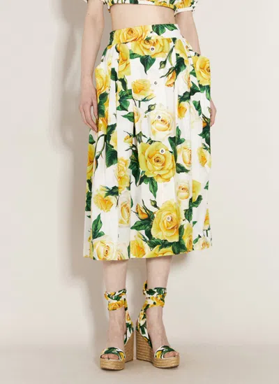 Dolce & Gabbana Circle Midi Skirt In Yellow