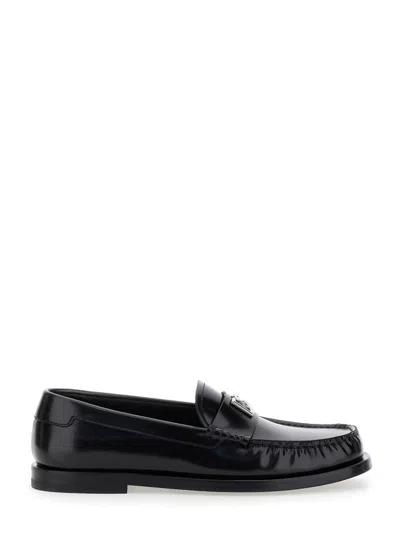 Dolce & Gabbana 'city Blanco' Black Loafers With Dg Logo Detail