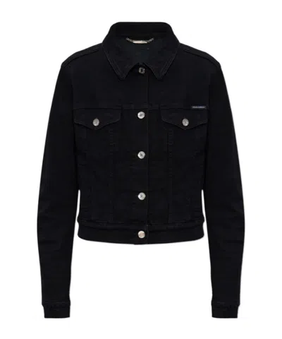 Dolce & Gabbana Lapel Collar Long-sleeved Casual Jacket In Black