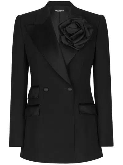 Dolce & Gabbana Classic Double-breasted Wool Jacket For Women In Black