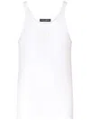 Dolce & Gabbana Classic Fit Cotton Blend Tank Top With Ribbed Texture In White