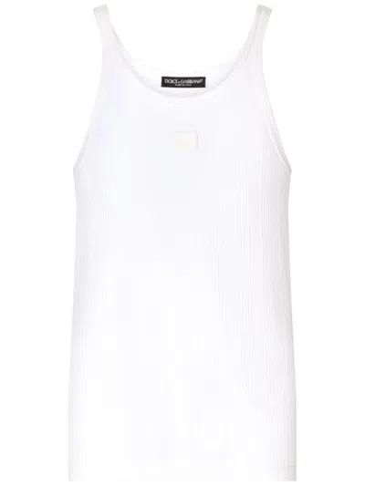 DOLCE & GABBANA DOLCE & GABBANA CLASSIC FIT COTTON BLEND TANK TOP WITH RIBBED TEXTURE