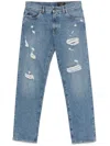 Dolce & Gabbana Classic Five-pocket Cotton Jeans With Abrasions In Blue